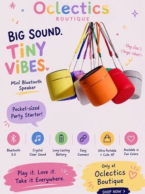 Oclectics Boutique Mini Bluetooth Speaker - Bright Color Options